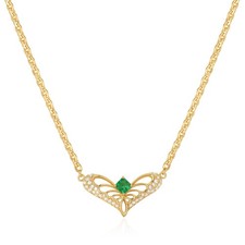 Gold Heart Necklace for Women 14K Gold Plated Cute Heart Wings Pe