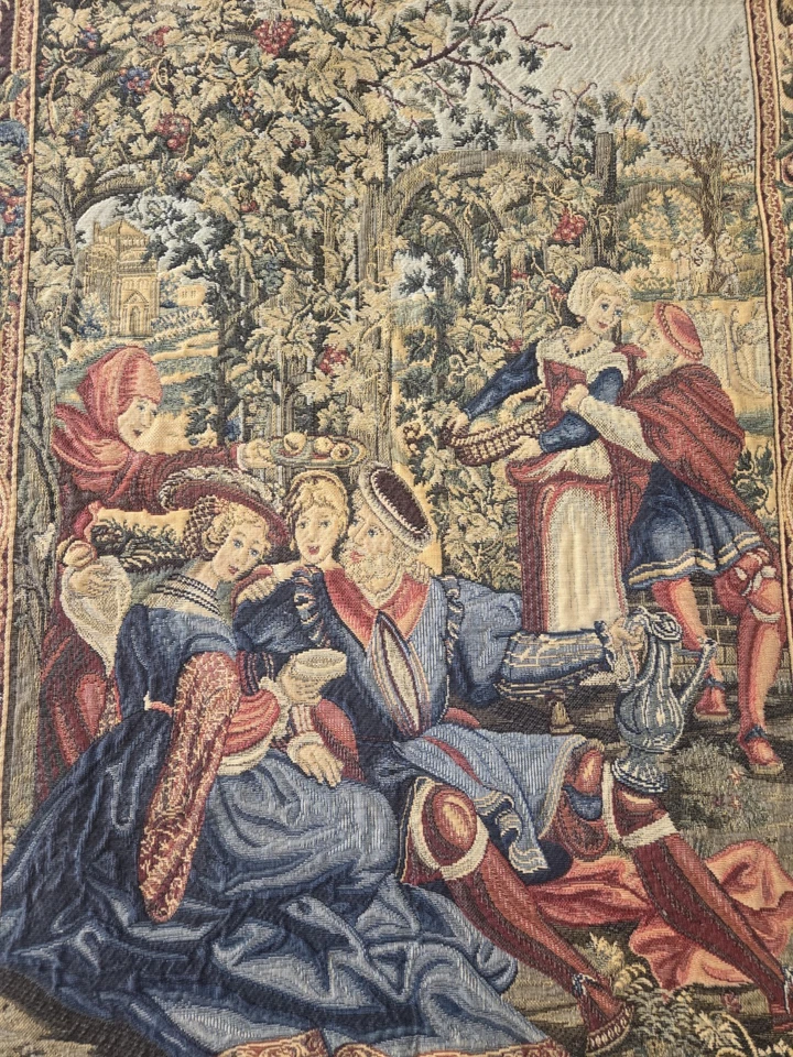 The Month of October European Decorative Woven Florentine Tapestry 36” x 27”  - Image 3 of 4