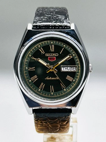 Rare Vintage Refurbished Seiko 5 Automatic Day/Date Japan Men's Wrist Watch