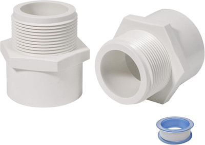 2 Inch Male Thread PVC Fittings White 2-Way PVC Pipe Coupling Adapter Connectors