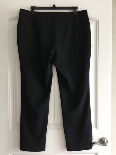 NWT EILEEN FISHER STRETCH WOVEN SILK BLACK MODERN STRAIGHT PANTS SIZE XL - Picture 2 of 8