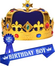 Birthday King Crown Gold, Blue