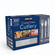 Kirkland Crystal Clear Cutlery 360pc Premium Weight Individually Wrapped
