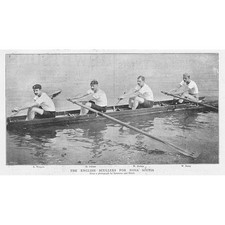 ROWING The English Scullers for Nova Scotia - Antique Print 1895