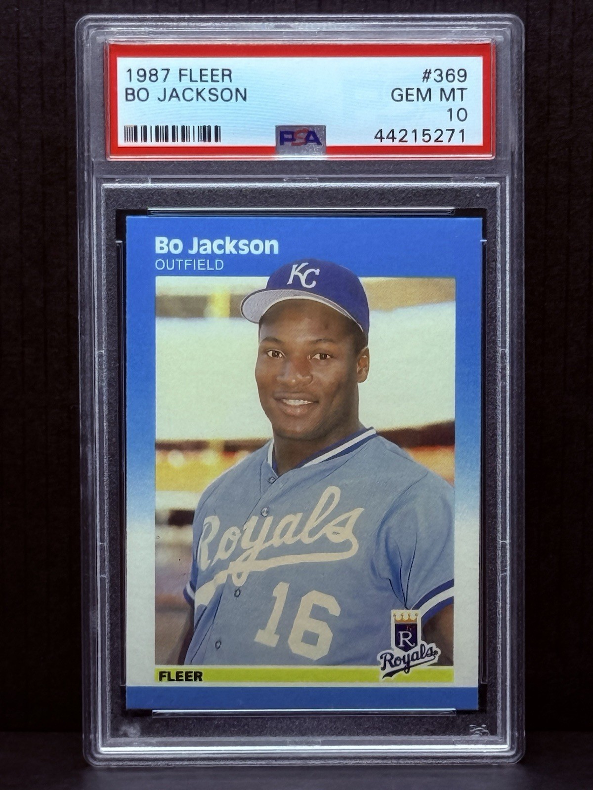 Fleer 1987 Bo Jackson #369 Kansas City Royals PSA 10 Gem Mint.