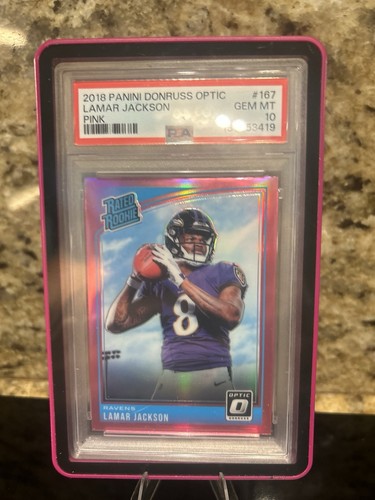 2018 Donruss Optic - Rated Rookie Lamar Jackson #167 Pink Prizm (RC) PSA 10