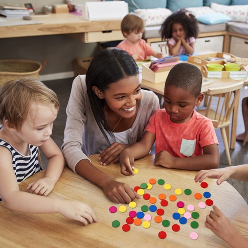 Disco de madera de colores herramientas de aprendizaje matemáticas para niños hágalo usted mismo redondo colorido - Imagen 5 de 9