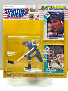 BRETT HULL # 16 ST. LOUIS BLUES  NHL STARTING LINE UP W/ CARD AND  SPECIAL CARD