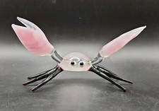 Pink Art Glass Crab Figurine Murano/Pirelli Style Sea Animal Coastal Decor