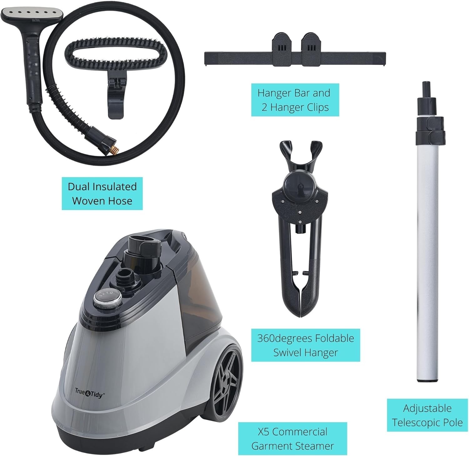 True & Tidy Garment Steamer Silver 2.9L