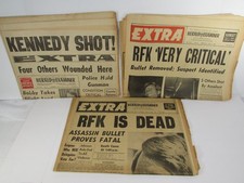 EXTRA Robert Kennedy RFK Shot Vry Critical Dies LA Examiner Newspapers June 1968