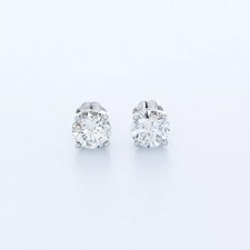 Solid 14K White Gold Stud Earrings Classic 0.81 CT Round Natural Diamond F VS2