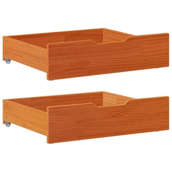 Bettschubladen 2 Stk. Wachsbraun 75X55X17 Cm Massivholz Kiefer-image