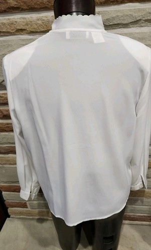 Vintage Kathy Che Womens Button Up Shirt Size 16 White Lace Sheer Career - Picture 5 of 7