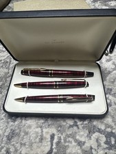 WATERMAN BALLPOINT PEN/PENCIL SET RED MARBLE ...