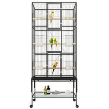 69 Inch Extra Large Bird Cage Wrought Iron Parrot Cage with Storage Shelf for...