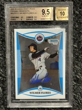 2008 BOWMAN CHROME WILMER FLORES RC BGS 9.5 10 AUTO ROOKIE GEM MINT  QTY