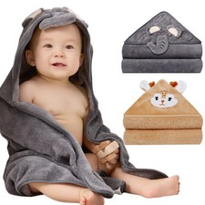 Hooded Baby Towel, Ultra Soft Coral Fleece Baby Bath Towel with Hood for Newb...