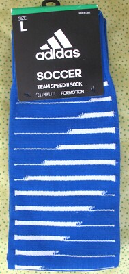 Adidas Soccer TEAMSPEED II SOCK size L men & women NYLON BOLD BLUE compression