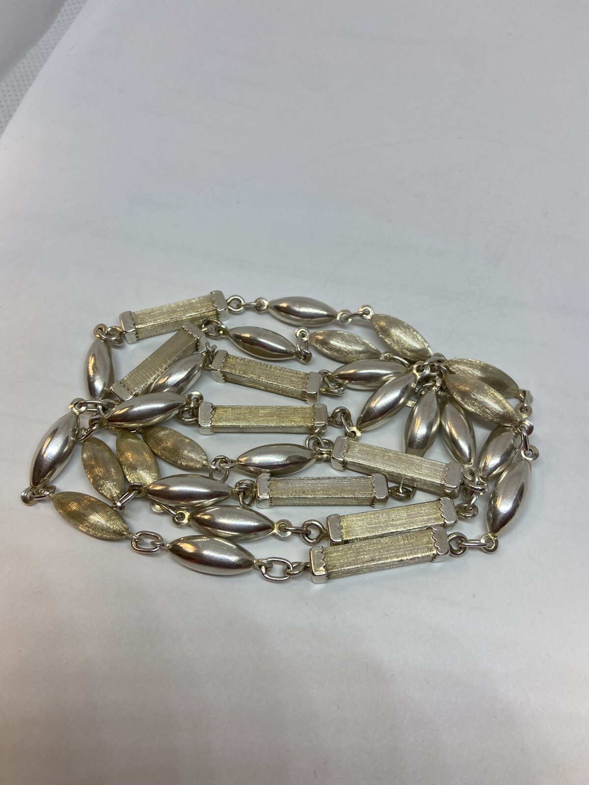 Solid sterling silver oval pea pod rectangle link… - image 5