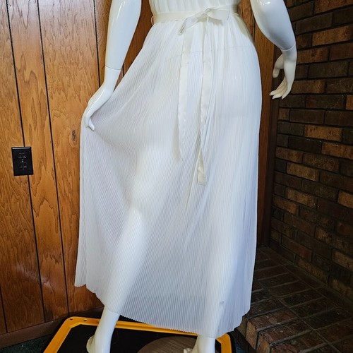 Vtg 50s Grecian Goddess Nylon Crystal Pleats Lace Pinup Full Nightgown Dress M - Picture 9 of 11