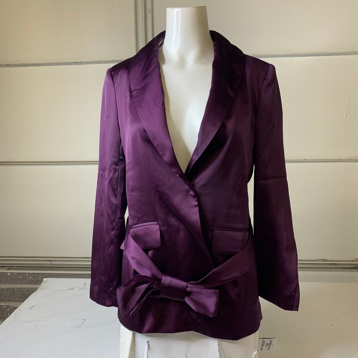satin tie waist blazer