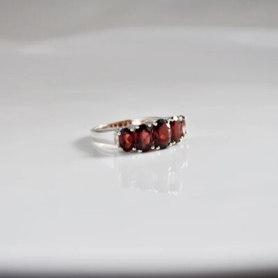 Garnet Silver Dainty Ring Sterling Silver Red Garnet Ring Handmade Ring