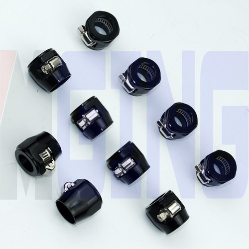 6an an-6 6 Gas Fuel Line Oil Hose Clamp Finisher HEX-6 Finishers 10PCS BLK - Foto 3 di 5