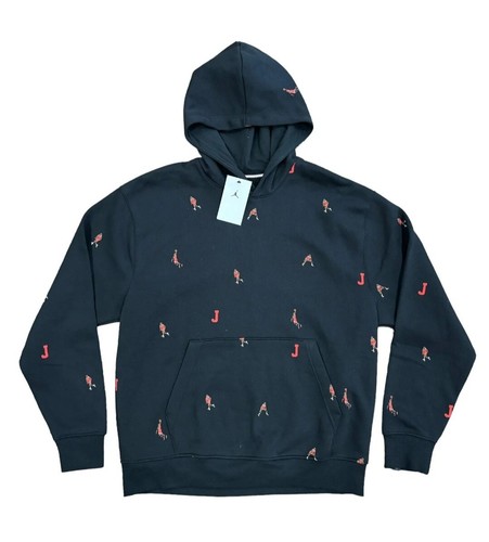 Neu Jordan MJ Essentials Fleece Jumpman Pullover Hoodie DV9392-010 Herren Größe L