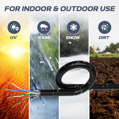 1000 pies CAT5E Impermeable Cable Exterior Entierro Directo UTP Red LAN Sólida 24 AWG - Imagen 4 de 8