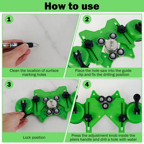 17Pcs Diamond Hole Saw Kit Tile Drill Bits Set w/ Double Suction Cups Guide Jig☣ - Picture 6 of 9