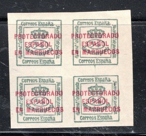 SPAIN SPANISH COLONIES MOROCCO OVERPRINT IMPERF BLOCK STAMP  MH LOT 250BG