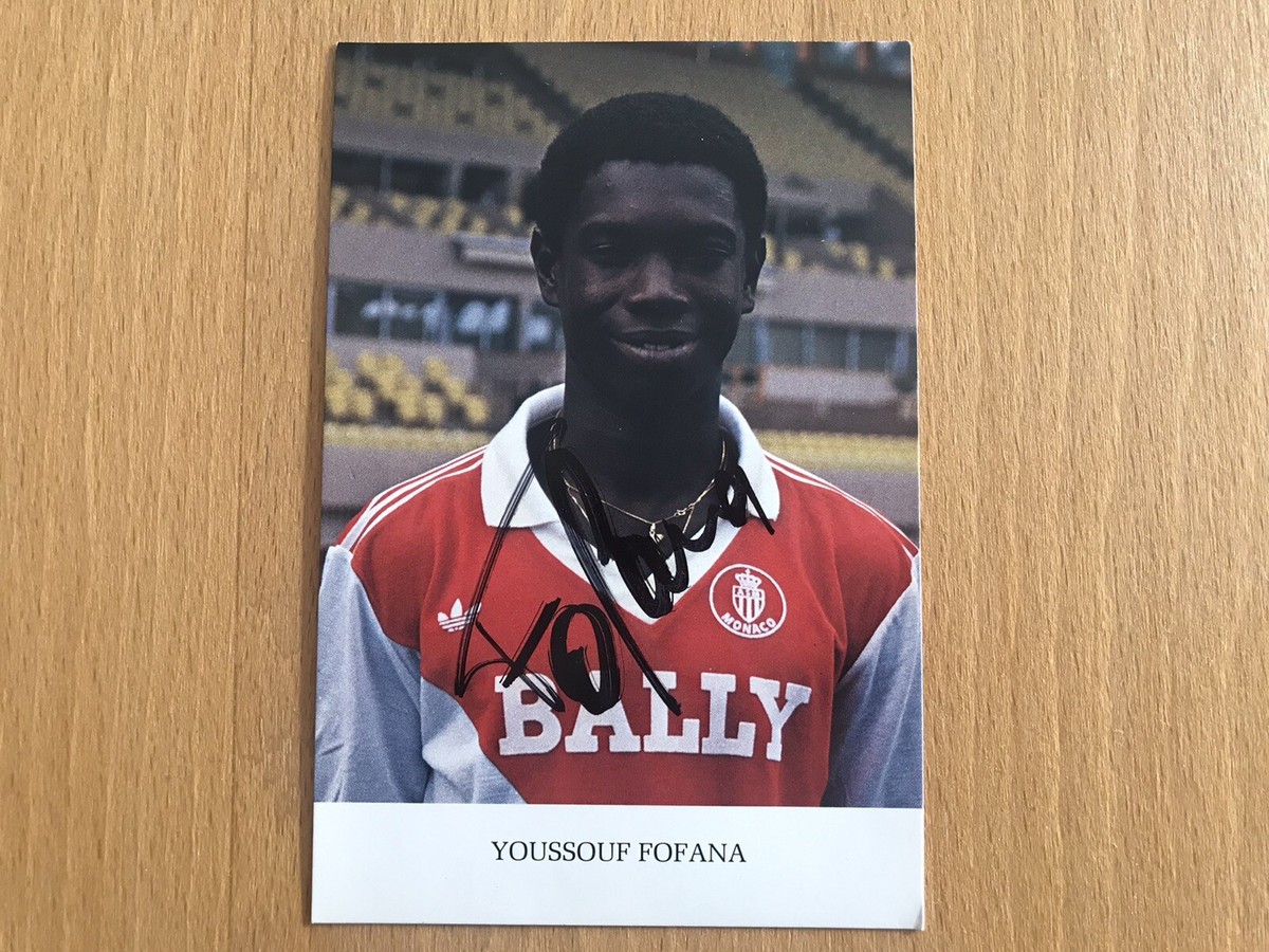 Carte dédicacée Youssouf FOFANA joueur foot AS MONACO 1985-86 Signée  Autographe
