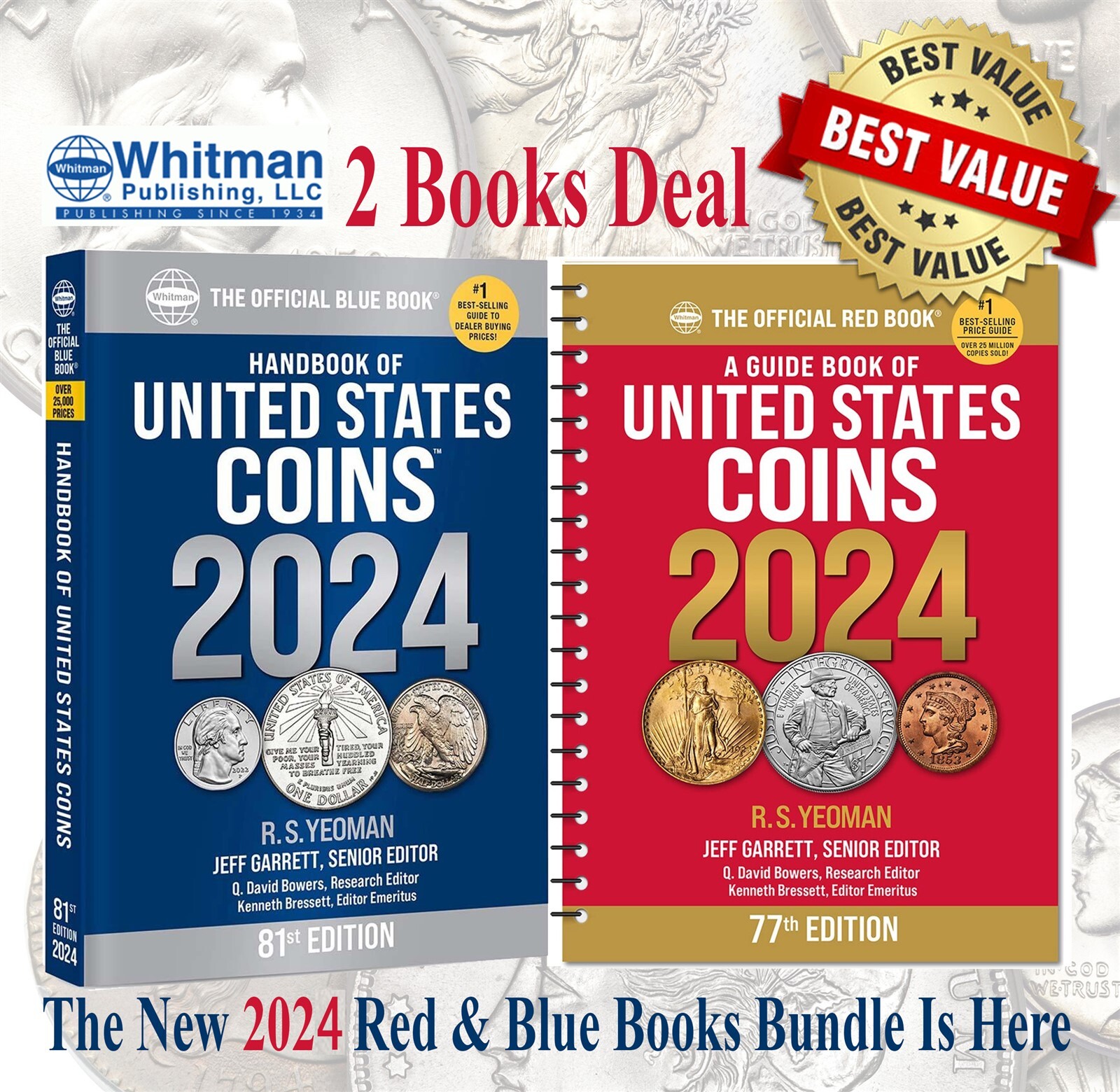 New 2024 Official Red Book Price Guide United States US Coins + Blue Book Lot 