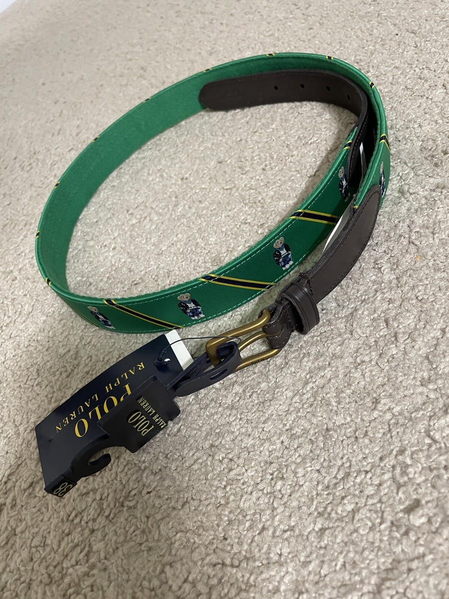 Polo Ralph Lauren Men's Green Polo Bear Belt Leather Polo Ralph Lauren Men's Green Polo Bear Belt Leather