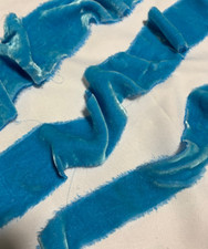 Hand Dyed Caribbean Blue Silk Velvet Ribbon  4 Widths to choose from 
