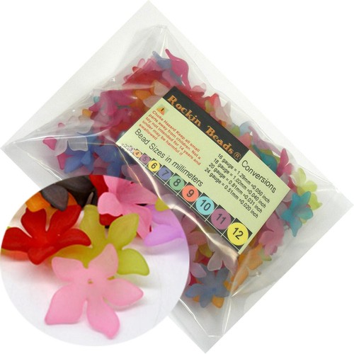 70 Frosted Mix Lily Flower Acrylic, Loose Beads, Bead 28mm (1-1/8 Inch)