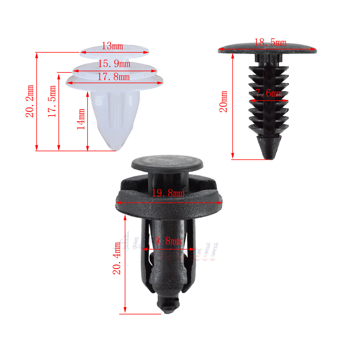 100 Auto Car Door Fender Push Plastic Rivet Retainer Clip Fastener w/ Case +Tool