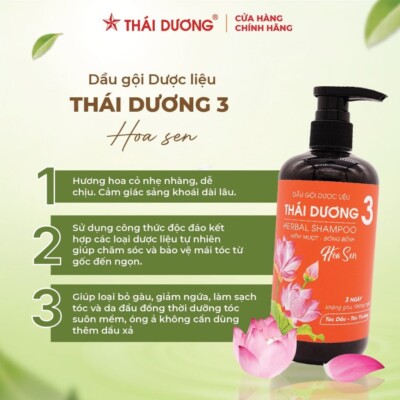 Thai Dương 3 Herbal Shampoo Anti-Dandruff, Hair Loss Treatment 500 mL/16.9 fl oz