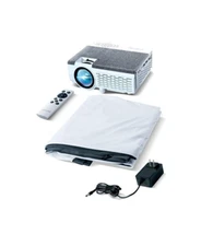 Brookstone All in One Projector Combo Pack With Screen - White