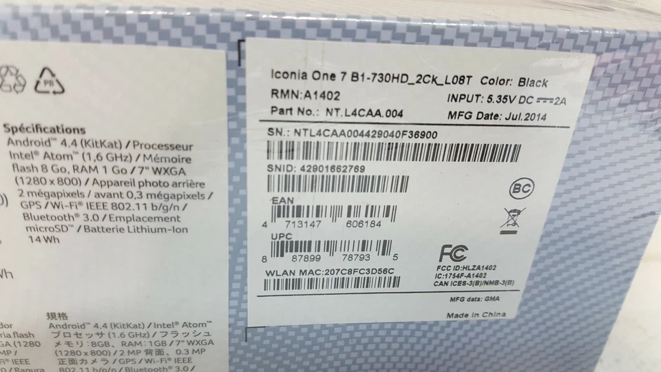 NEW ACER ICONIA ONE 7 8GB, WI-FI, 7" TABLET black - Image 4 of 4