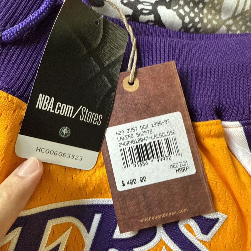 Authentic Just Don x Mitchell & Ness NBA Los Angeles Lakers Shorts - Medium LAL - Image 4 of 4
