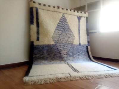 Moroccan Handmade rug ,Beni ourain hand woven style , wool Berber Rug