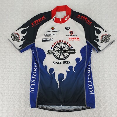 American Cycle & Fitness Cycling Jersey Women XL Blue Flames Michigan Trek Izumi