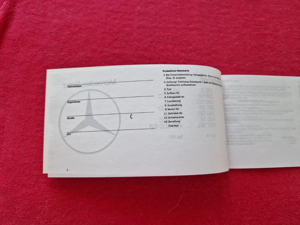 Cuaderno de servicio original Mercedes con motor de gasolina tipo W123 tipo W116 tipo W107 ¡Nuevo!!! - Imagen 3 de 4