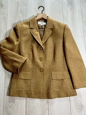 Le Suit Brown Light Tweed 3/4 Sleeve Pocket Blazer Jacket Sz 10P