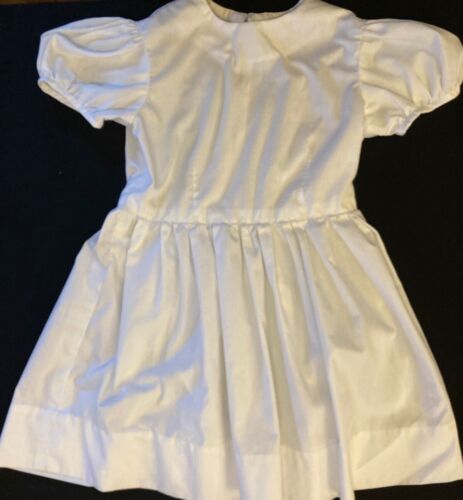 Vintage GUC 5T Handmade White Cotton Dress Well-Made Puff Sleeves 50s