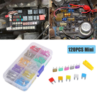 Mini Car Fuse Assortment Assorted Kit Blade Set Auto 120 pc Truck Automotive