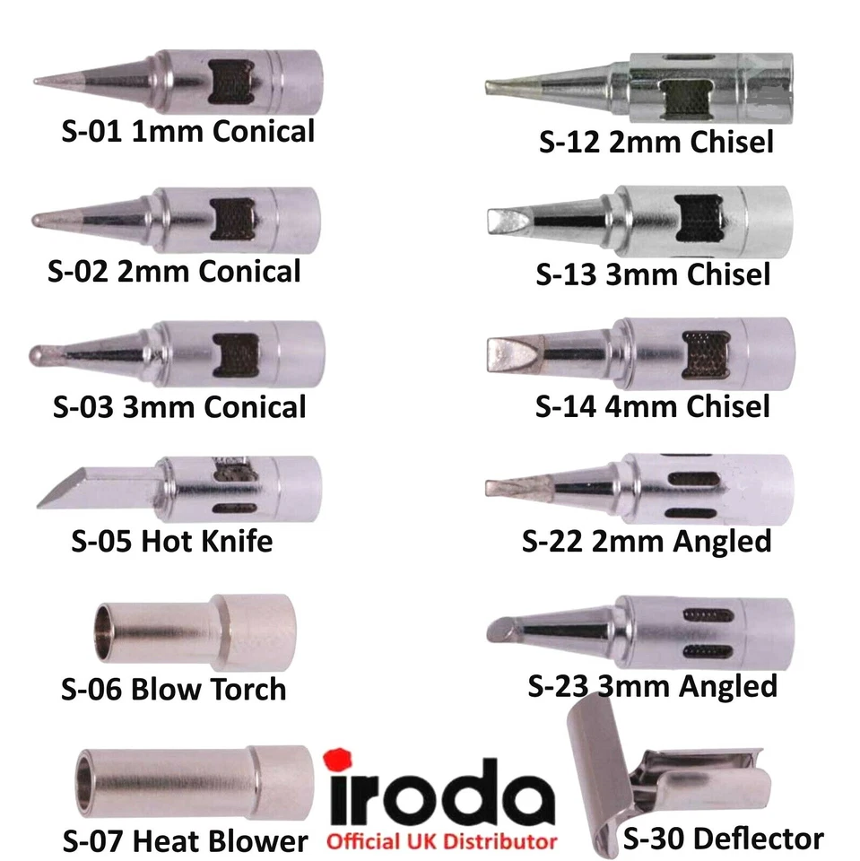 PRO-IRODA Pro Iroda Soldering Tips & Attachments Spares To Fit Solderpro 50 And 70 Irons