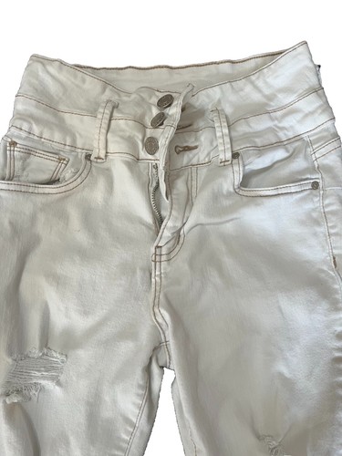 Refuge Denim Ibiza Size 3 Distressed White Skinny Jeans - Picture 3 of 8